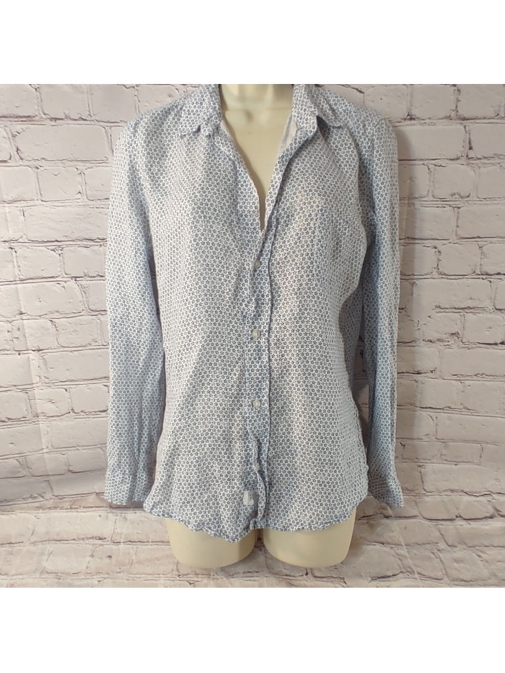 Frank & Eileen Linen Barry Ditsy Floral Print Button Down Top Large